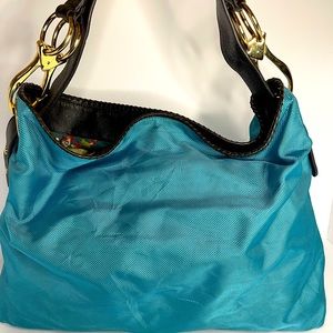 JPK Paris 75 Teal Color Hobo Bag Brown Straps